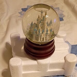 Disney Castle Snow Globe with Wooden Base